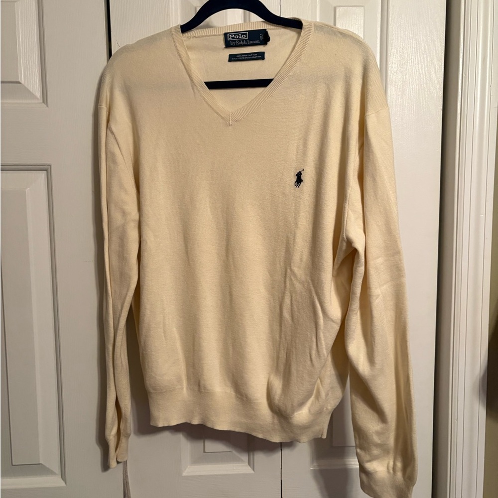 Ralph Lauren Men's V-Neck Sweater in Cream